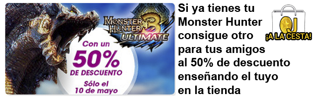 Oferta 50% de descuento en Monster Hunter 3 Ultimate o de 21,95€ a 29,95€
